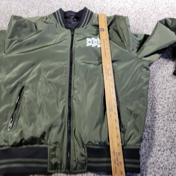 Express Jacket Men’s Medium Green Black Full Zip Reversible Spellout Pockets - Picture 4 of 10